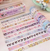 intas con decoración de animaciones Sanrio, diferentes personajes. Especial para libretas, papeles, etc. Pegamento resistente.