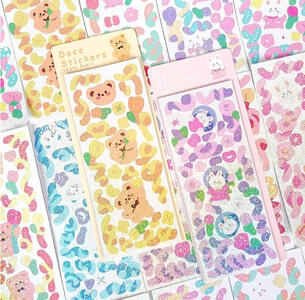 Stickers decorativos, con diseños de conejitos + distintos colores combinados. Pegatinas aptas para niños. Pegamento resistente, especial para toploaders.